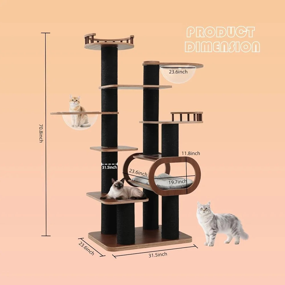 Solid Wood Cat Tree Tower Multifunctional Indoor Playground Cats