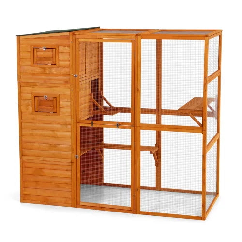 Large wooden cat cage, cat villa with waterproof roof and platform,