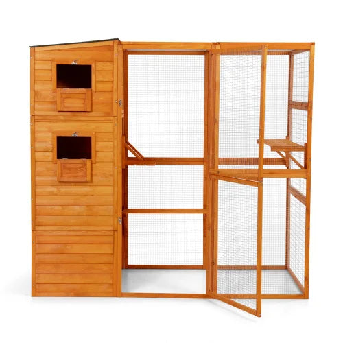 Large wooden cat cage, cat villa with waterproof roof and platform,