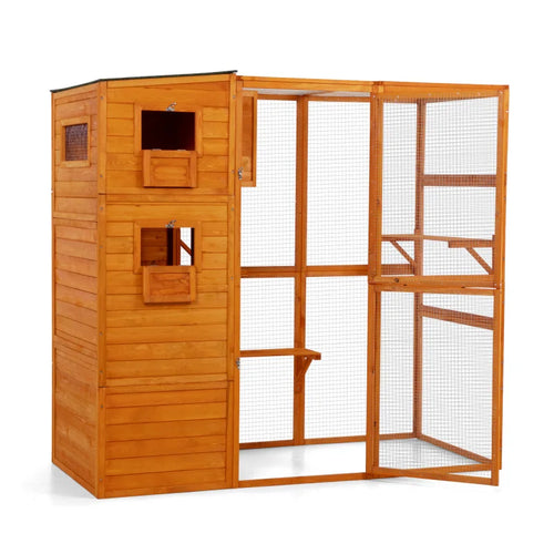 Large wooden cat cage, cat villa with waterproof roof and platform,
